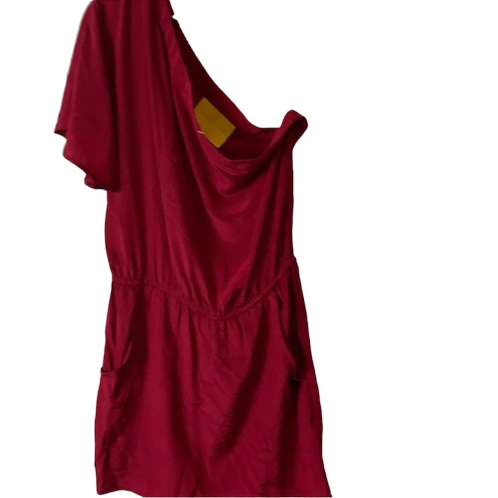 Aaron Ashe one shoulder pink silk dress size small